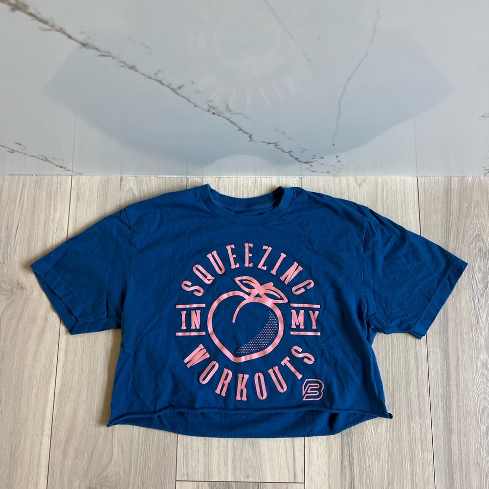 Bulk Gear Crop Top Womens S Blue Squeezing Graphic Made In USA